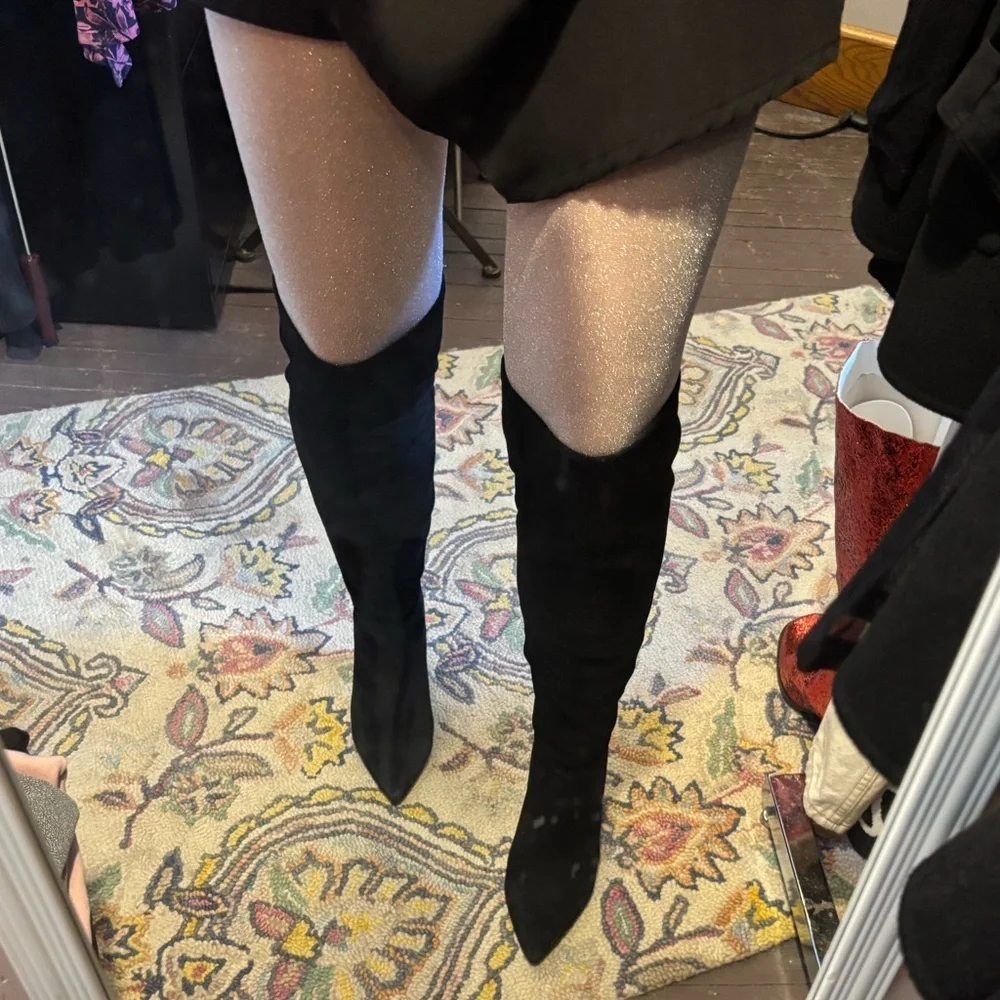 Marc Fisher Black Suede Over-the-Knee Boots 8
